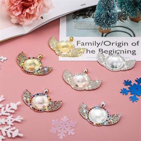 img 2 attached to 💎 DIY Jewelry Making: 36-Piece Rhinestone Bezel Pendant Trays Set with Wing Style Pendants and Colorful Round Glass Cabochons