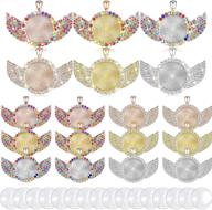 💎 diy jewelry making: 36-piece rhinestone bezel pendant trays set with wing style pendants and colorful round glass cabochons logo