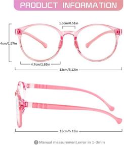 img 1 attached to 😎 FONHCOO Kids Blue Light Blocking Glasses 2 Pack for Computer Gaming, Round Frame Eyewear for Boys and Girls Age 5-15 with Anti Glare, Eyestrain, and Blue Ray Protection (Pink and Blue)