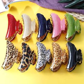 img 4 attached to 🎀 10-Pack Large Hair Claw Clips for Women, Girls, and Teens - Banana Hair Grips, Barrettes, and Clamps - Hair Accessories for Thick and Thin Hair - 3.5 Inch Long Daily Use