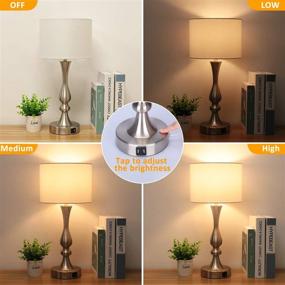 img 2 attached to 💡 Modern Bedside Touch Lamp with Dual USB Charging Ports, 3 Way Dimmable Nightstand Lamp – Silver Base, USB Touch Control Table Lamp, Ambient Light for Living Room, Bedroom – Includes 6W 2700K LED Bulb