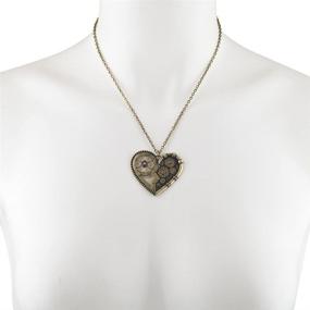 img 2 attached to 🔩 Chic Vintage Steampunk Gearwork Heart Necklace: Lux Accessories Burnish Gold Charm