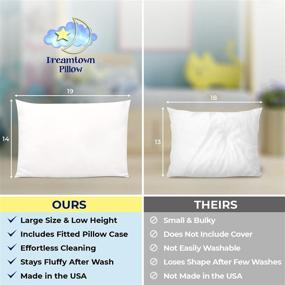 img 2 attached to 🌙 Dreamtown Kids Toddler Pillow with Pillowcase - 14x19 White, Chiropractor Recommended, Made in USA. Perfect for Daycare, Baby Cribs, Toddler Beds, and Car Rides.