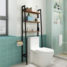img 1 attached to 🚽 HOOBRO Over The Toilet Storage Rack, 3-Tier Industrial Multi-Functional Toilet Cabinet, Bathroom Space Saver, Easy Assembly, Stable Design, Rustic Brown BF42TS01+