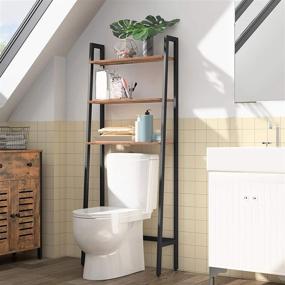 img 3 attached to 🚽 HOOBRO Over The Toilet Storage Rack, 3-Tier Industrial Multi-Functional Toilet Cabinet, Bathroom Space Saver, Easy Assembly, Stable Design, Rustic Brown BF42TS01+