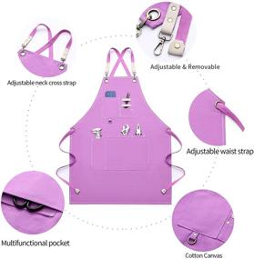 img 2 attached to 👨 Adjustable Chef Apron for Women and Men with Large Pockets - Dulabi Apron, Cooking Kitchen Apron with Back Straps