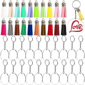 img 4 attached to 🔑 Versatile 80 PCS Acrylic Circle Discs Set with Keychain Blanks, Keychains & Tassels – Ideal for DIY Crafts!