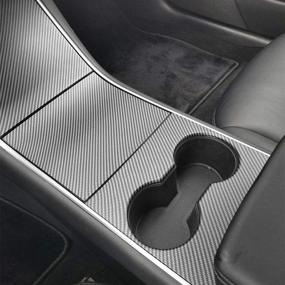 img 2 attached to 🚀 Enhance your Tesla Model 3 and Model Y with RSZX Center Console Wrap - ABS Matte Carbon Fiber Design, Perfect for Tesla Model 3 Model Y Accessories