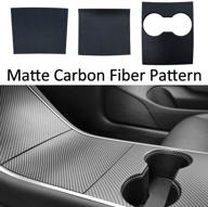 🚀 enhance your tesla model 3 and model y with rszx center console wrap - abs matte carbon fiber design, perfect for tesla model 3 model y accessories logo