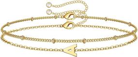 img 4 attached to Dainty Gold Initial Bracelets for Women - Personalized 14K Gold Plated Jewelry Gifts