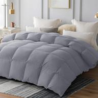 warmkiss goose duck down comforter: 100% egyptian cotton, 400tc, turquoise blue heavyweight, grey, queen - all season logo