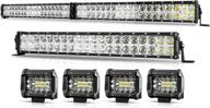 набор светодиодных фар autofeel light bar - 42 дюйма + 22 дюйма + 4pcs 4 дюйма - 28000lm 6000k световой план с функцией drl - световая планка flood spot combo offroad для пикапа suv atv utv. логотип