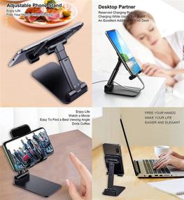 img 2 attached to Universal Car Phone Holder Mount - Foldable Cell Phone Stand with Adjustable Angle & Height, Air Vent Cradle, Cable Clips - Cord Organizer 3-in-1 Kit for Most Mobile Phones, Tablets, and iPads