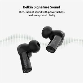 img 3 attached to Беспроводные наушники Belkin SoundForm Freedom - наушники True Wireless Bluetooth с беспроводным зарядным кейсом, сертифицированные по стандарту IPX5 как устойчивые к поту и воде, с глубоким басом для iPhone и Android (черные)