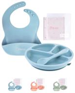 🍽️ bnu baby feeding set - complete silicone kids dinnerware set for self-feeding and baby led weaning: plates, bibs, spoons, travel bag and more! logo