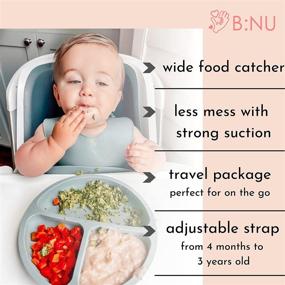 img 3 attached to 🍽️ BNU Baby Feeding Set - Complete Silicone Kids Dinnerware Set for Self-Feeding and Baby Led Weaning: Plates, Bibs, Spoons, Travel Bag and More!