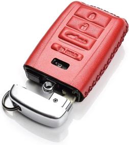 img 2 attached to 🔑 Vitodeco Leather Smart Key Fob Case: Acura RDX/MDX/ILX/TLX (2016-2020), 4-Button, Red