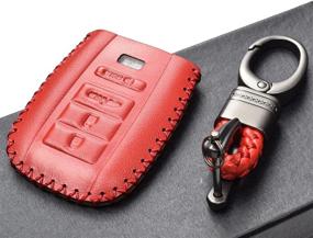 img 1 attached to 🔑 Vitodeco Leather Smart Key Fob Case: Acura RDX/MDX/ILX/TLX (2016-2020), 4-Button, Red