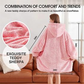 img 1 attached to Oversized Sherpa Hoodie Blanket - Greenoak Blanket Hoodie for Women Men Adult Teen, Ultra Soft Fuzzy Fleece Wearable Blanket Sweatshirt, Plush Cozy Warm Reversible Sherpa Hooded Blanket (Large, Pink)