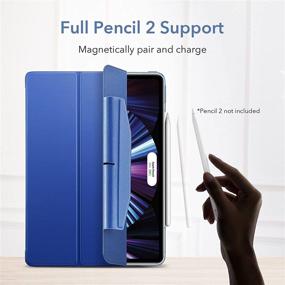 img 1 attached to 🔹 ESR Trifold Case for iPad Pro 11 Inch 2021 (3rd Gen) - Lightweight Stand Case with Auto Sleep/Wake, Pencil 2 Wireless Charging - Ascend Series, Blue