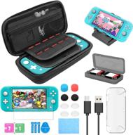 🎮 complete 17-in-1 switch lite accessories kit: includes switch lite carrying case, protective cover, tempered glass screen protector, game card case, joy-con thumb grips, charger cable, and adjustable stand logo
