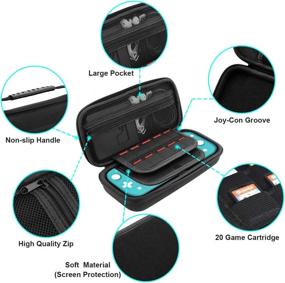 img 2 attached to 🎮 Complete 17-in-1 Switch Lite Accessories Kit: Includes Switch Lite Carrying Case, Protective Cover, Tempered Glass Screen Protector, Game Card Case, Joy-Con Thumb Grips, Charger Cable, and Adjustable Stand