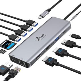 img 4 attached to 13-in-1 USB C Docking Station with Dual Monitor Support - Compatible with MacBook Pro/Air, Dell, HP, Lenovo, Thinkpad, and More Type-C Laptops