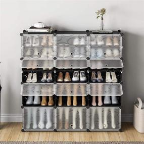 img 2 attached to 👠 KOUSI Portable Shoe Rack Organizer: 48 Pair Tower Shelf Shoe Storage Cabinet Stand, Expandable for Heels, Boots, Slippers - 8 Tier Black