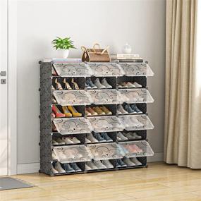 img 3 attached to 👠 KOUSI Portable Shoe Rack Organizer: 48 Pair Tower Shelf Shoe Storage Cabinet Stand, Expandable for Heels, Boots, Slippers - 8 Tier Black