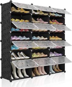 img 4 attached to 👠 KOUSI Portable Shoe Rack Organizer: 48 Pair Tower Shelf Shoe Storage Cabinet Stand, Expandable for Heels, Boots, Slippers - 8 Tier Black