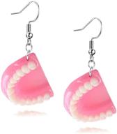 🦷 coadipress funny 3d tooth dangle earrings: party festival style for women, girls & students! creative, exaggerated dental denture design logo