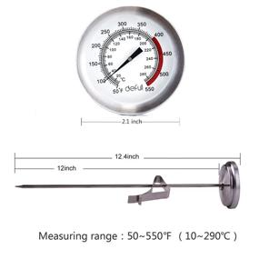 img 2 attached to 12'' Deep Fry Candy Thermometer with Clip: Instant Read Dial for Turkey, BBQ & Grill - Stainless Steel Stem, Meat Cooking Thermometer