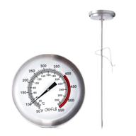 12'' deep fry candy thermometer with clip: instant read dial for turkey, bbq & grill - stainless steel stem, meat cooking thermometer logo