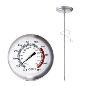 img 4 attached to 12'' Deep Fry Candy Thermometer with Clip: Instant Read Dial for Turkey, BBQ & Grill - Stainless Steel Stem, Meat Cooking Thermometer