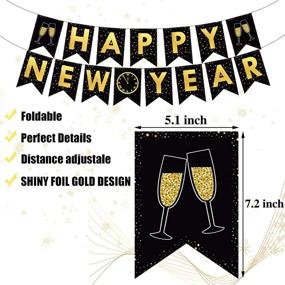 img 3 attached to 🎉 Joy Bang Happy New Year Decorations 2022: Black, Gold, and Glittering Party Supplies for Memorable New Year's Eve Bash - 78PCS Happy New Year Banner, Balloons, Hanging Swirls