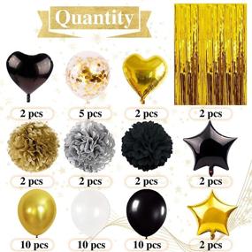 img 2 attached to 🎉 Joy Bang Happy New Year Decorations 2022: Black, Gold, and Glittering Party Supplies for Memorable New Year's Eve Bash - 78PCS Happy New Year Banner, Balloons, Hanging Swirls