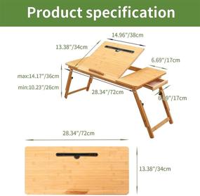 img 1 attached to 📚 Adjustable Laptop Desk for Bed and Sofa with Folding Legs - Breakfast Serving Tray, Multi-Function Table with Storage Drawers, and Multi-Position Tilt Surface for 13-14 Inch Notebooks