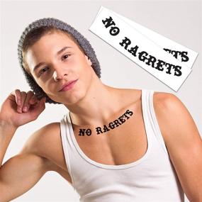 img 4 attached to 🖌️ No Regrets Temporary Tattoos (2-Pack) – Skin Safe, USA-Made, Removable