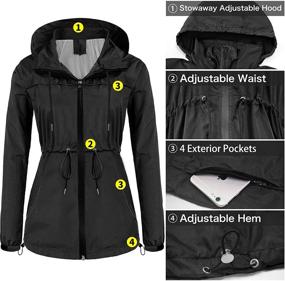 img 1 attached to 🌧️ Sunseen Women's Outdoor Waterproof Raincoat: Packable, Lightweight Rain Jacket with Hood - Travel Windbreaker and Trench Coat