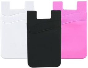 img 4 attached to 📱 CalorMixs 3 Pack Silicone Black & Cow Stretchy Credit Card Holder for Phone Pockets – Rubber Adhesive Sticker on Android Smartphones (Black, White, Pink)