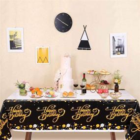 img 3 attached to 🎉 90th 80th 70th 60th 50th 40th 30th Birthday Tablecloth - Black and Gold Dot Confetti Plastic Table Cover for Party Supplies Decoration - 52"x 90" - Improved SEO