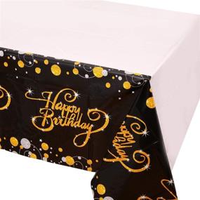 img 4 attached to 🎉 90th 80th 70th 60th 50th 40th 30th Birthday Tablecloth - Black and Gold Dot Confetti Plastic Table Cover for Party Supplies Decoration - 52"x 90" - Improved SEO