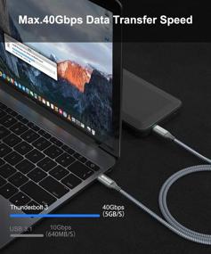 img 3 attached to 💨 AkoaDa 3.3ft Кабель Thunderbolt 3: Передача данных 40 Гбит/c, зарядка 100 Вт 5 А, поддержка 5K 4K@60 Гц, совместим с USB 3.1 Gen 1, Gen 2 и USB 4.0, MacBook, Dell, Chromebook и USB-C станция докирования (серый)