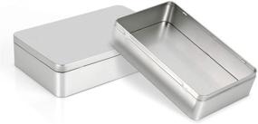 img 4 attached to 📦 Portable Storage Tin Box with Lid - Set of 2 Large Rectangular Containers - Silver Empty Case for Organizing Car Keys, Mints, Cookies, Crafts, and Pencils - 8.5 x 5.3 x 1.9 Inch