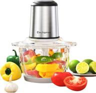 🥦 high capacity 8-cup electric food processor & vegetable chopper by elechomes - powerful 300w motor, 4 detachable dual layer stainless steel blades, bpa-free glass bowl - ideal for meat, onions, and more логотип