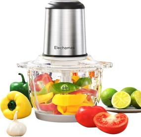 img 4 attached to 🥦 High Capacity 8-Cup Electric Food Processor & Vegetable Chopper by Elechomes - Powerful 300W Motor, 4 Detachable Dual Layer Stainless Steel Blades, BPA-Free Glass Bowl - Ideal for Meat, Onions, and more