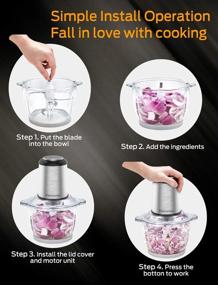 img 1 attached to 🥦 High Capacity 8-Cup Electric Food Processor & Vegetable Chopper by Elechomes - Powerful 300W Motor, 4 Detachable Dual Layer Stainless Steel Blades, BPA-Free Glass Bowl - Ideal for Meat, Onions, and more