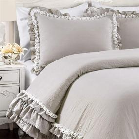 img 1 attached to 🛏️ Lush Decor King Size Light Gray Ella Shabby Chic Ruffle Lace 3 Piece Comforter Set
