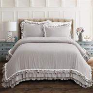 🛏️ lush decor king size light gray ella shabby chic ruffle lace 3 piece comforter set logo