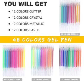 img 2 attached to HUJUGAKO Fine Tip Gel Pens - 48 Colors with 150% Extra Ink for Adults and Kids - Ideal for Coloring Books, Drawing, Crafts, Scrapbooking, and Bullet Journaling